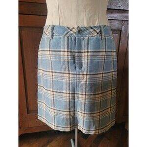 Eddie Bauer Woman's Skirt Blue Plaid 100% Wool SZ12